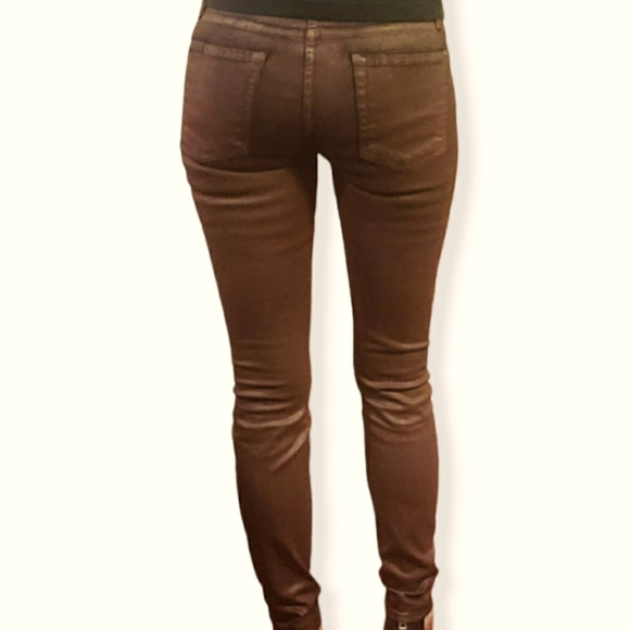 7 for All Mankind The Skinny Coated Jeans - Metallic Bronze/Brown - 24 - Picture 4 of 12